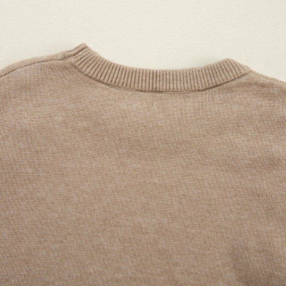 NWOT Smoke Gray Pearled Drop Shoulder Round Neck Sweater - Picture 8 of 12